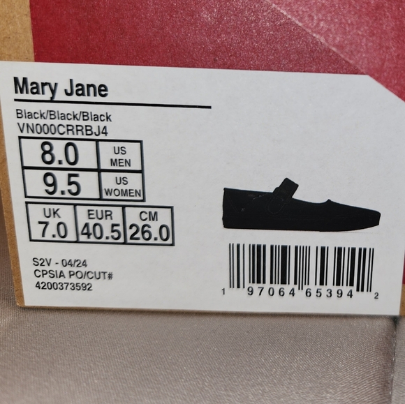 VANS Mary Jane Black Canvas - US Women's Size 9.5 - Picture 4 of 6
